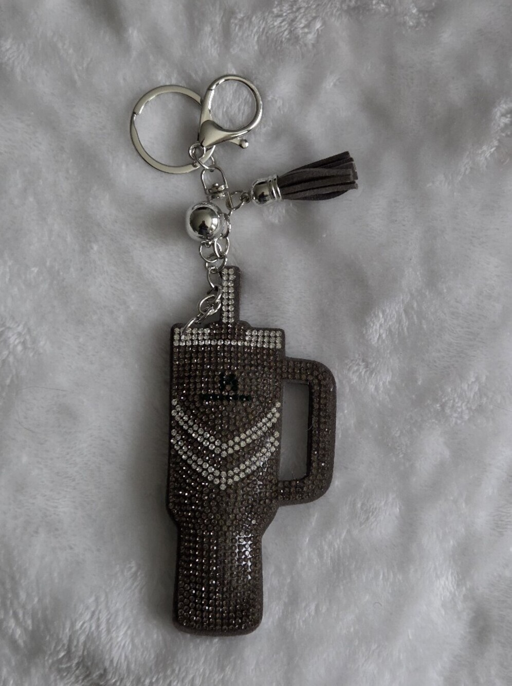 Dark Gray Stanley Keychain with Tassel Water Tumbler Bag Charm